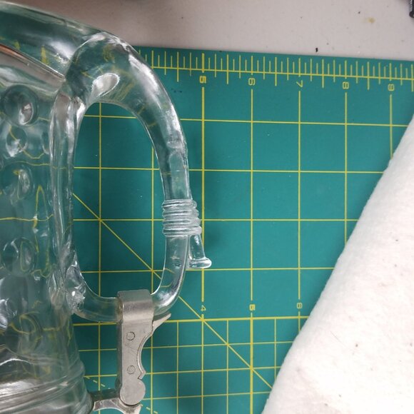 Beer‎ Stein Vtg 1960's Hobnail Glass & Pewter Viking Made In Germany - Picture 10 of 10